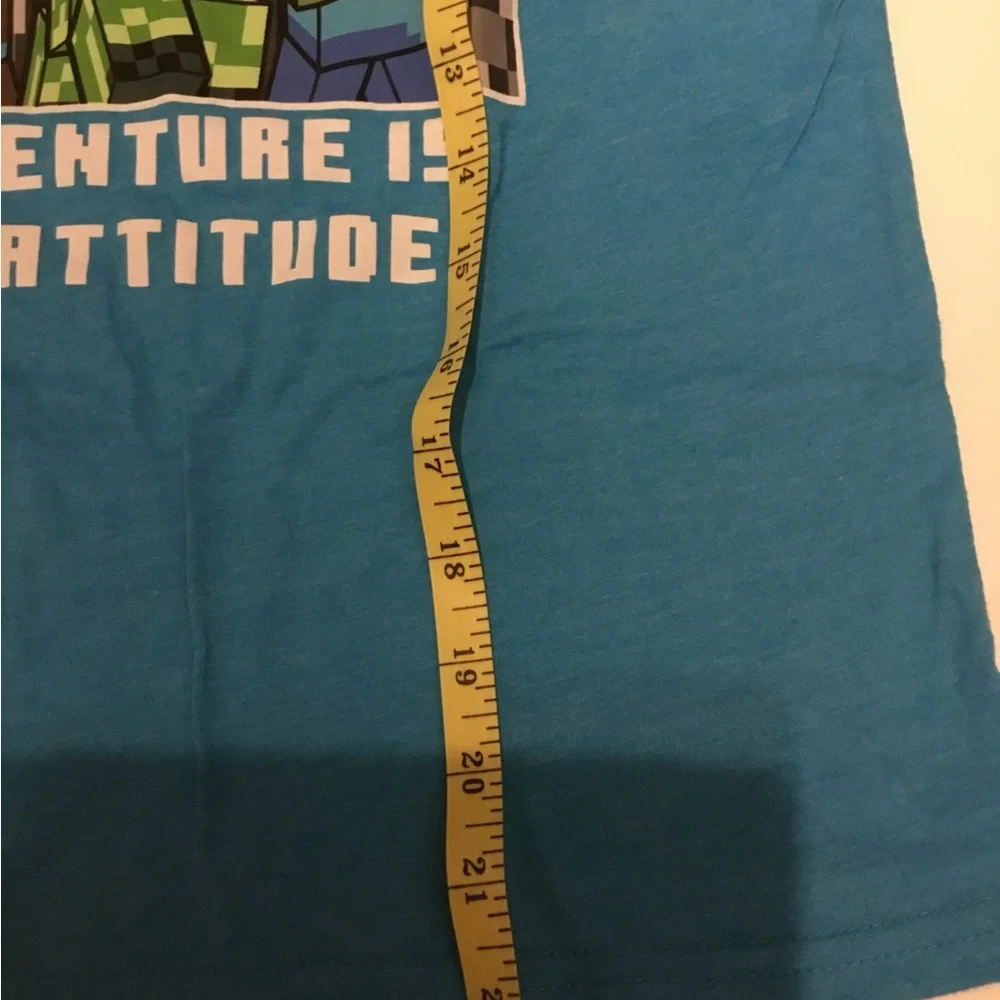 Boys Minecraft Creeper Short Sleeve T-shirt Blue Large
